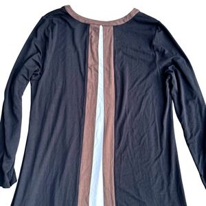 J. Jill Wearever Collection Women's Shift Dress Black Brown Long Sleeve Large